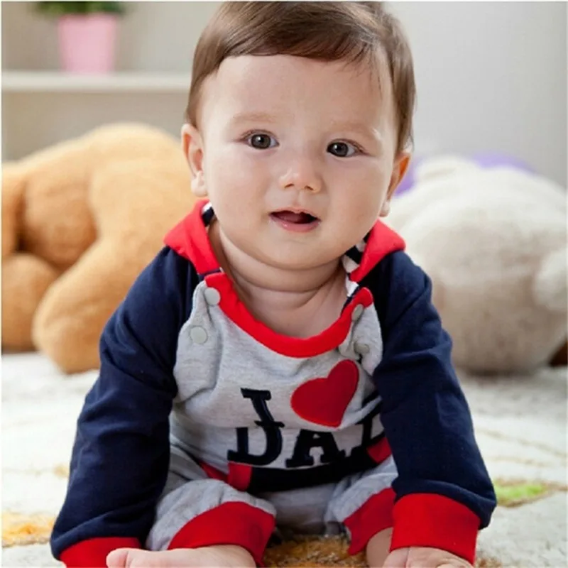 

Newborn Baby Girl Boy Romper Long Sleeve White Cotton Jumpsuit i Love Mum And Dad Letter Pattern Infant Baby Suit