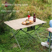 Picnic outdoor portable folding table Oxford cloth camping aluminum alloy table ultralight camping small table self-driving tour