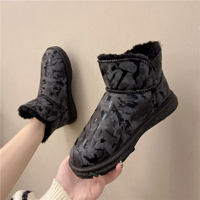 Snow Boots Women Winter 2022 New Plus Velvet Woman Shoes Warm Boots Thick Cotton Shoes Furry Black Women Boots Botas De Mujer