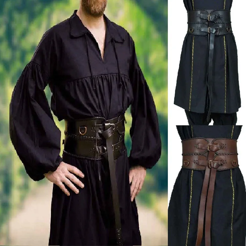 

Medieval Vintage Wide Belt Men Knight Armor Middle Ages Viking Pirate Accessories Steampunk Props Adult Fantasy Cosplay Costume