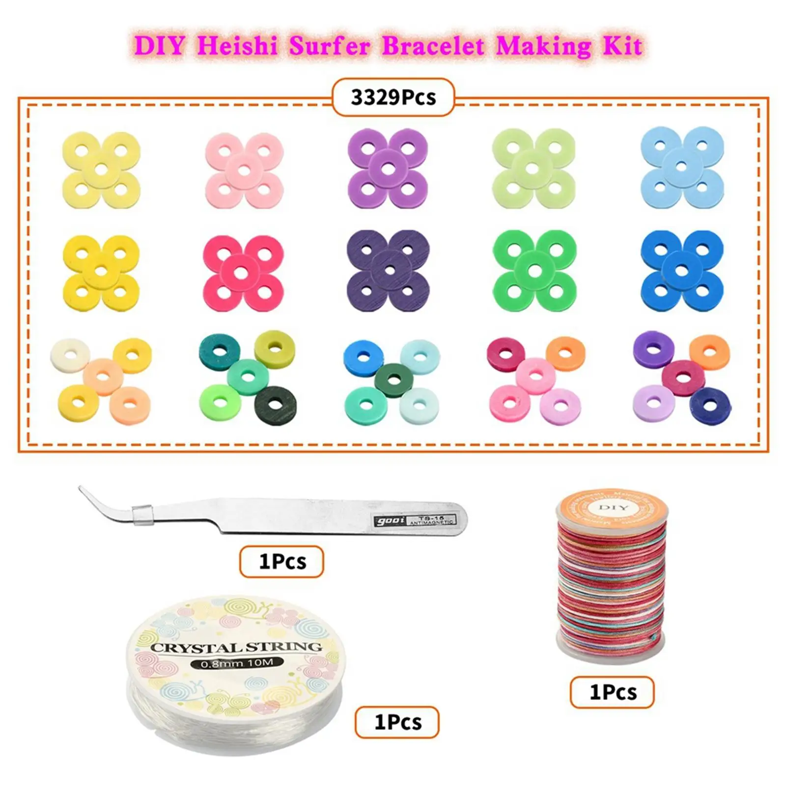 

Polymer Clay Bead Flat Round Polymer Clay Beads Kit for Making Jewellery Kids Children