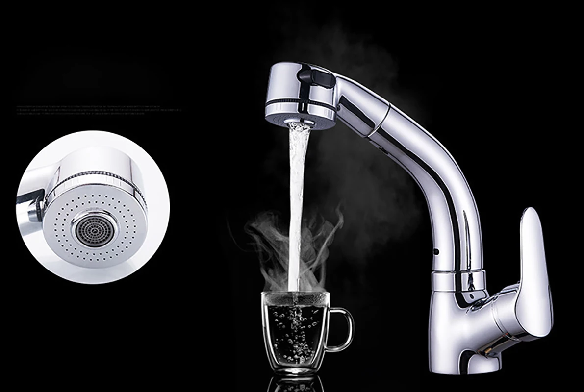 Латунный выдвижной смеситель для ванной комнаты поворот на 360 градусов два