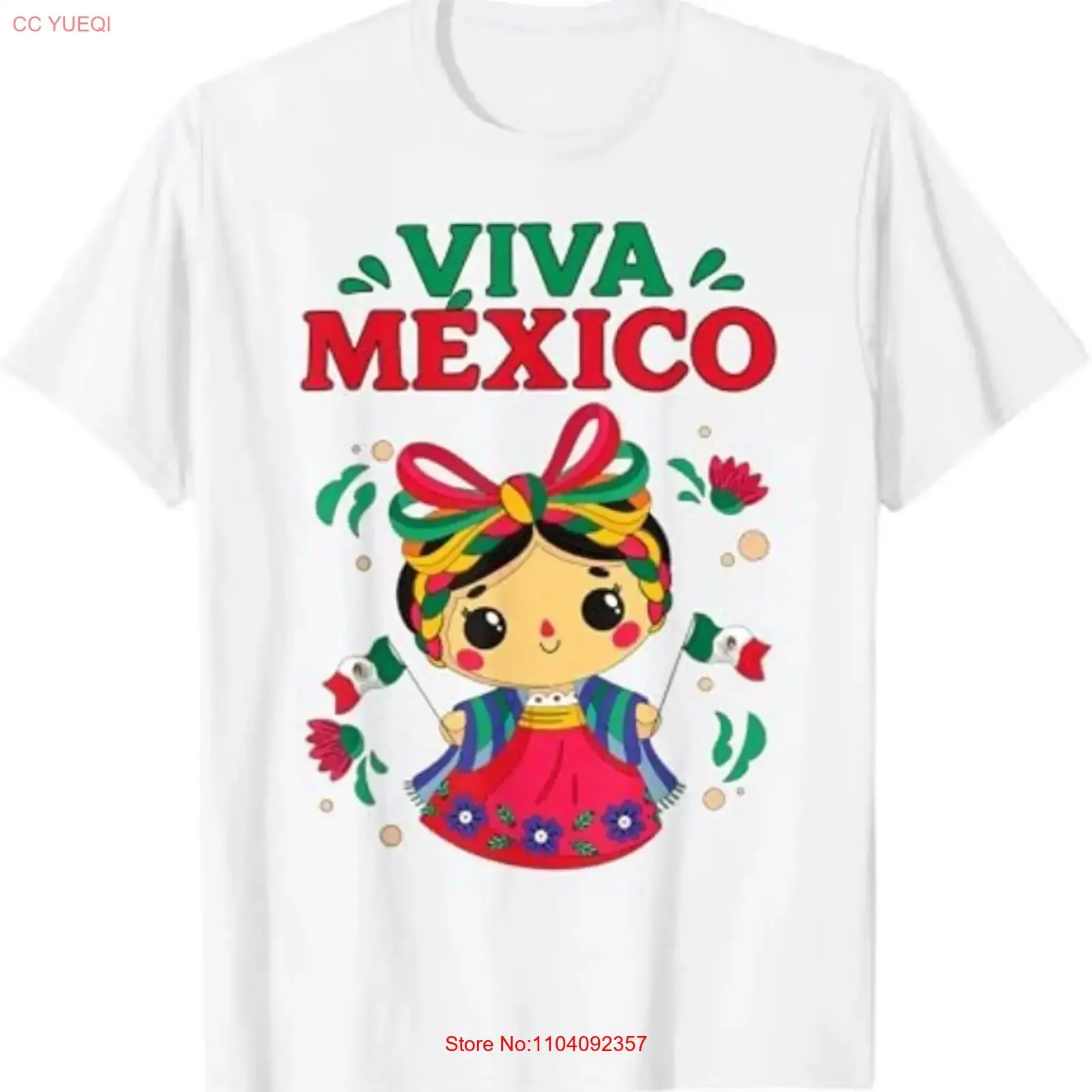 Фото Футболка Viva Mexico с изображением милой мексиканской девочки ко Дню независимости, винтажная, с эффектом потертости, дышащая, в стиле стритвир, с графическим принтом, слегка мягкая №1