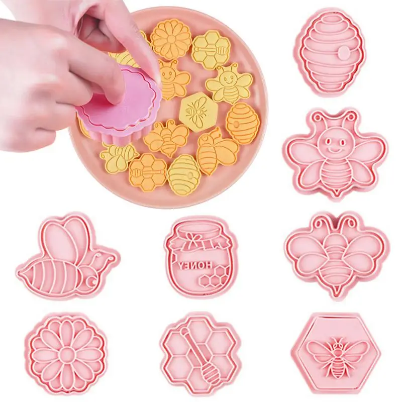 

8Pcs Cookie Mold Multipurpose Biscuit Cutter Mold In Bee Shape Portable Cookie Stamp For Baking Decor Kitchen Accessories