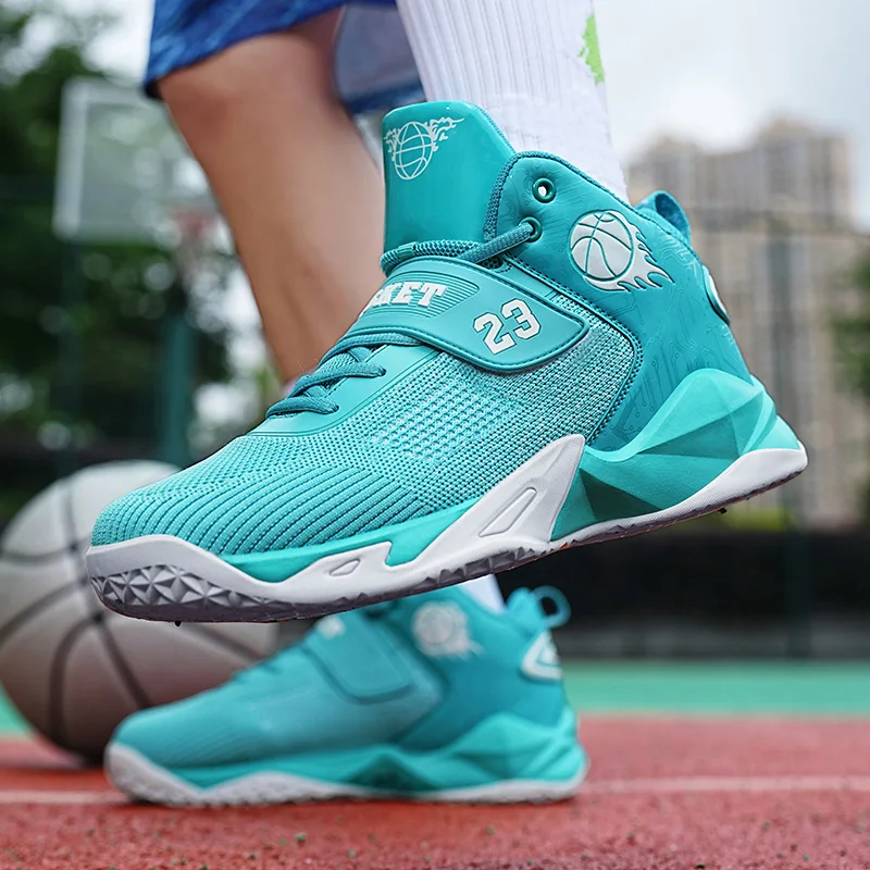 High-top basketball shoes flying woven breathable basketball shoes couple shoes men's shoes sports shoes