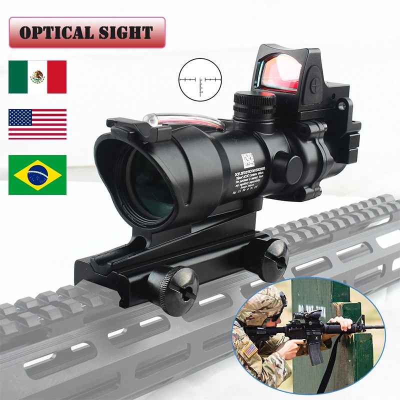 ACOG 4X32 настоящие волоконные красные точки светящиеся гравированные перекрестные