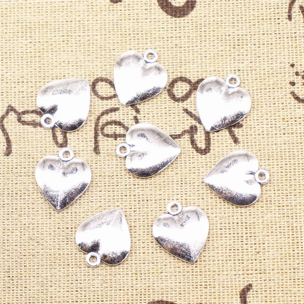 

10pcs Antique Silver Color 16x16mm Glossy Heart Charms Handmade Jewerly Diy