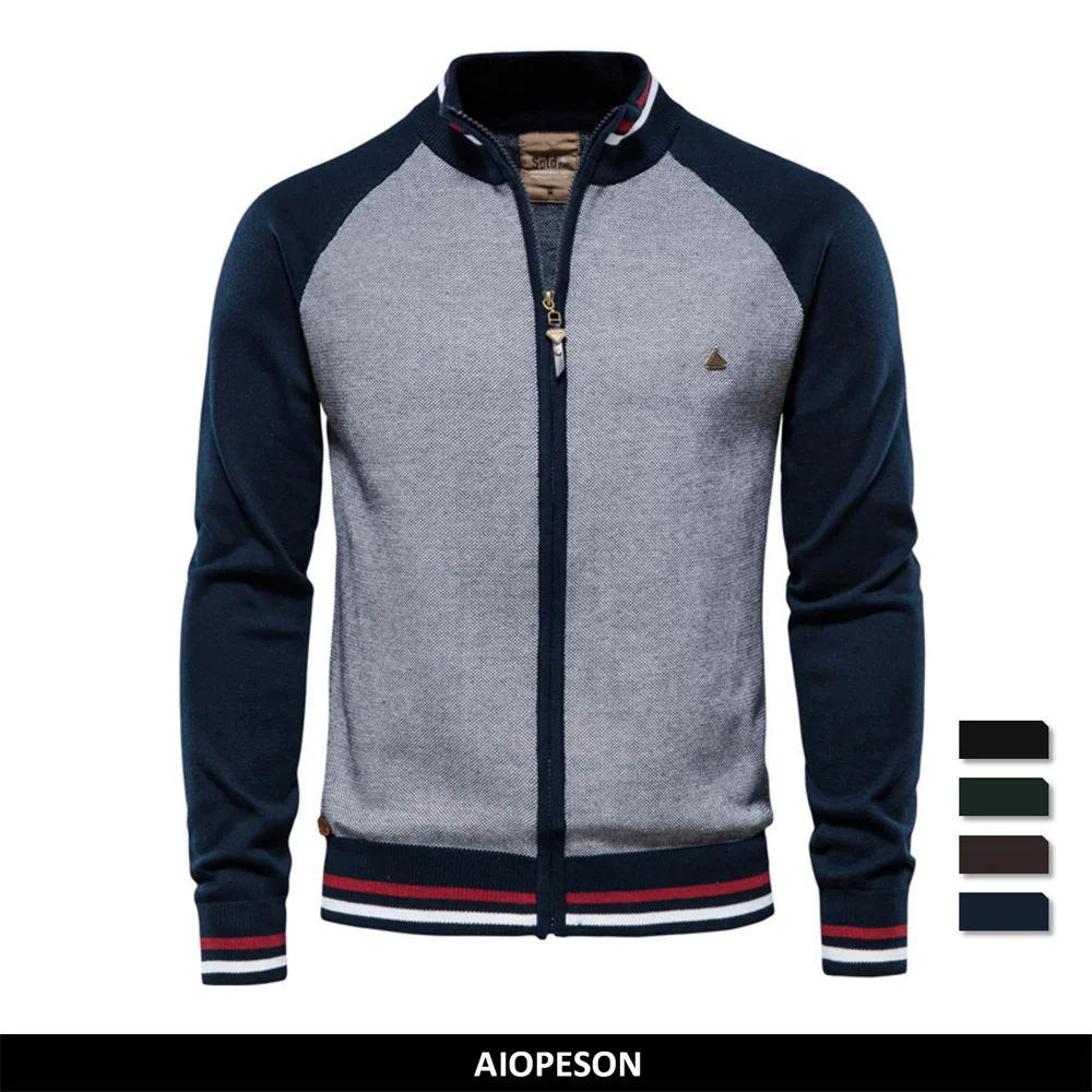 

BabYoung Spliced Cardigan Men Streetwear Casual High Quality Cotton Sweater Men Winter Fashion Brand Cardigans for Men