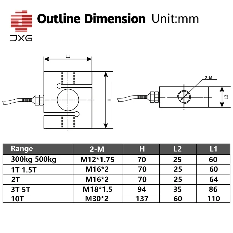 Тензодатчик S-типа 500 кг 1/2/5/10 тонн датчик силы двухсторонний давления тягового
