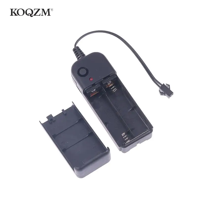 

1pc DC 3V AA Battery Holder Box For 1-10m Light EL Wire Glasses Glow Neon Decor Battery Storage Cover Box Converter Connector