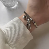 design sense love letter bear ball bead bracelet for women creative titanium steel punk jewelry female gift 2022 bangle trend