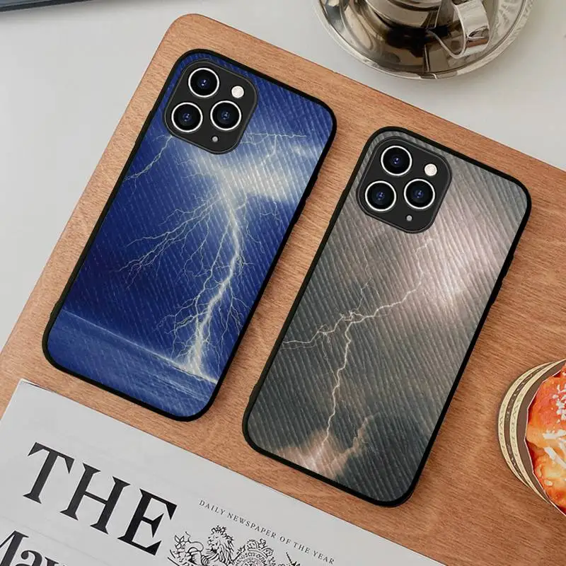 

Thunderbolt Lightning Phone Case Hard Leather Case for iPhone 11 12 13 Mini Pro Max 8 7 Plus SE 2020 X XR XS Coque