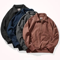 lapel sweater mens heavy thickened raglan sleeves european and american casual loose pullover half open collar coat
