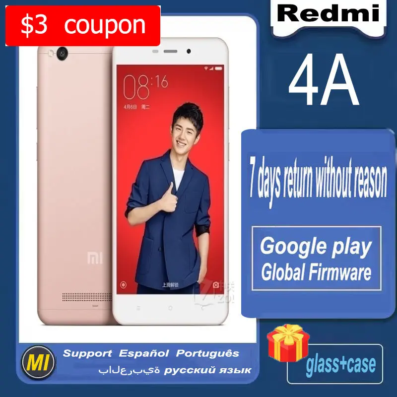 

global version xiaomi redmi 4A smartphone 2G 16G celular Qualcomm Snapdragon 425 5-inch 13 .0MP 5 .0MP