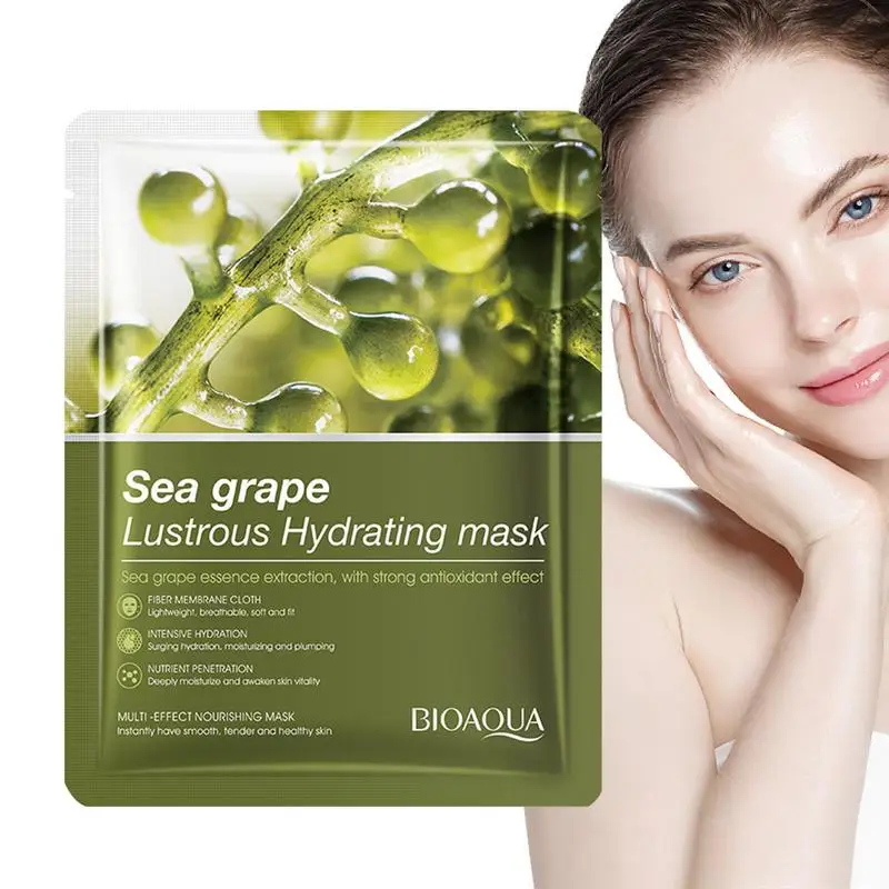 

Facial Sheet Masque Sea Grape Facial Skincare Sheet For Revitalizing And Cooling Hydrating And Nourishing Skin Face Sheets