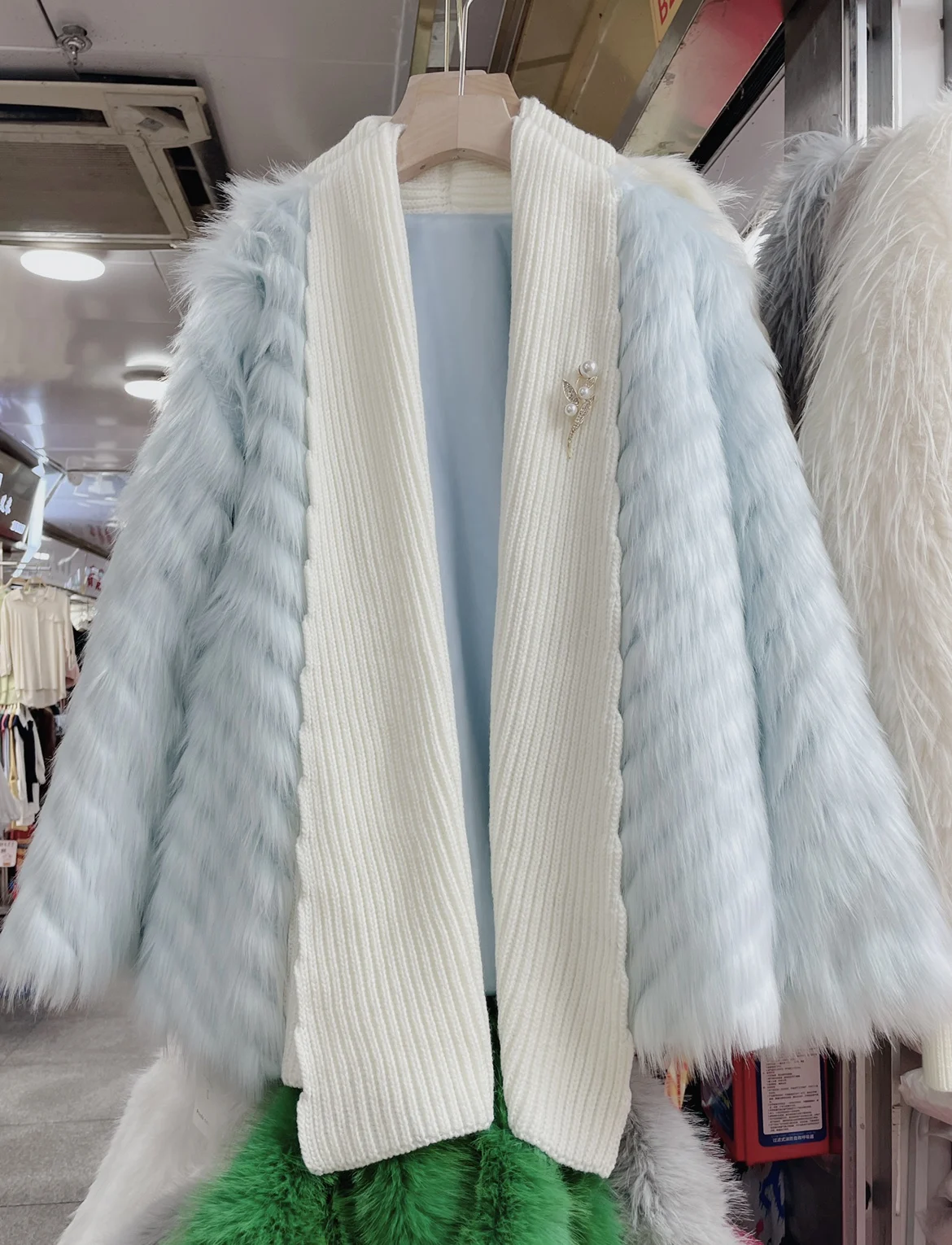 2022 New Winter Fashion Knitted Fox Fur Coat for Women Mid-long Fluffy Mink Cashmere Patchwork Cardigans Faux Fur Overcoat