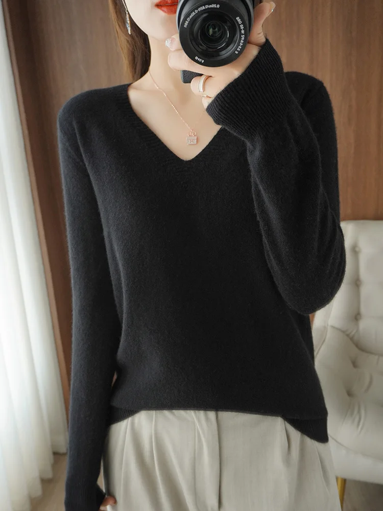 

Новинка 2022, женский свитер, пуловер, теплые шерстяные свитера, вязаный свитер с круглым вырезом, топы с длинным рукавом, Модный женский джемп...