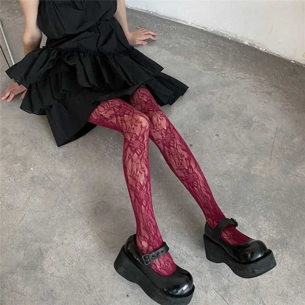 

Tights Hipster Elastic Summer for Girl Women Pantyhose Transparent Laciness Socks Y2K Mesh Stockings Flower Embroidery Hosiery