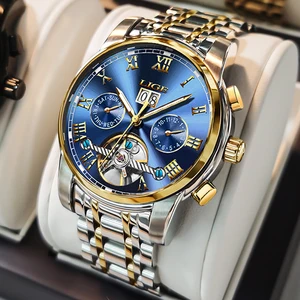 LIGE New Mechanical Watches Mens Luxury Tourbillon Automatic Watch Top Brand Sports Waterproof Watch