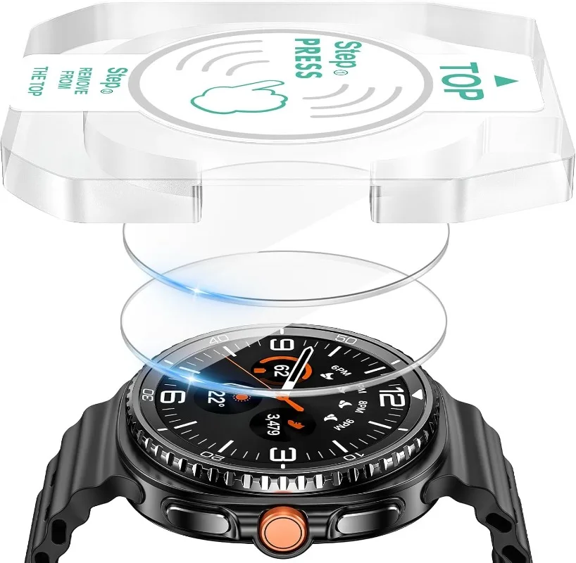 Фото 2 шт. закаленное стекло для Samsung Galaxy Watch 8 Classic/8 40 мм 44 мм защитная пленка для экрана от царапин с инструментом, легко устанавливаемый комплект №1