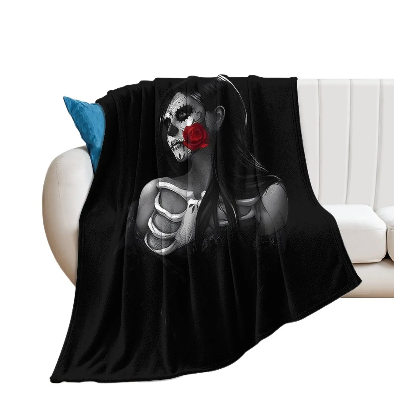 

Sugar Skull Girl Custom Made Blanket Light and Warm Sofa Bed Picnic/Camping Blanket Gift for Beds All Saints' Day Blanket