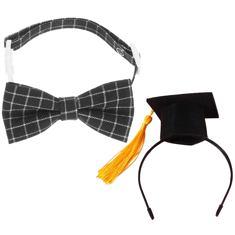 

Headdress Dog Graduation Hats Accessory Costume Cat Cap Tassel Bow Tie Kitten Miniature Pet Holiday Photo Prop