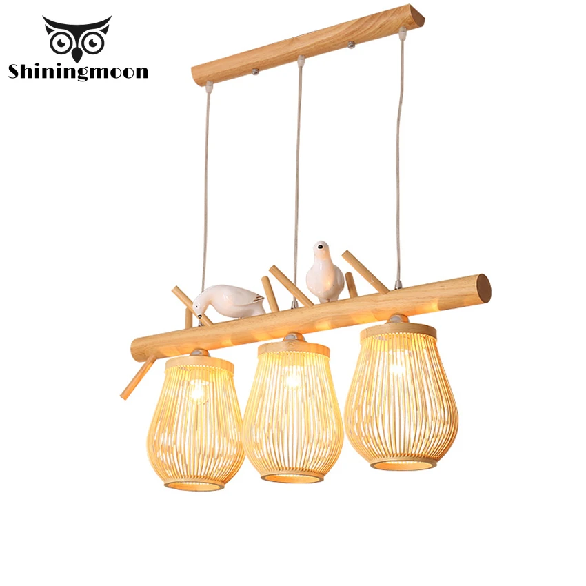 

Chinese Led Pendant Lights Creative Bamboo Birds Kitchen Hanging Lamp Indoor Lighting Living Room Restaurant Deco Light Fixtures