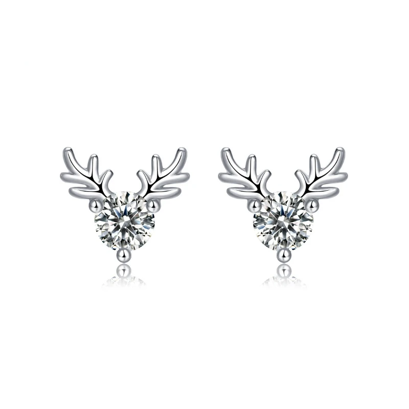 

New 100% S925 Real Silver Moissanite Senior Earrings Female One Deer Has You Ladies Earrings Fashion Earrings Wedding Jewelry