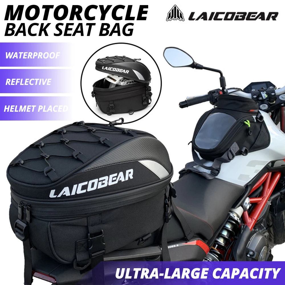

Motorcycle Rear Seat Bag Motorbike Large-capacity Helmet Bag Moto Tail Bag Expandable Water-resistant Backpack For Men Women