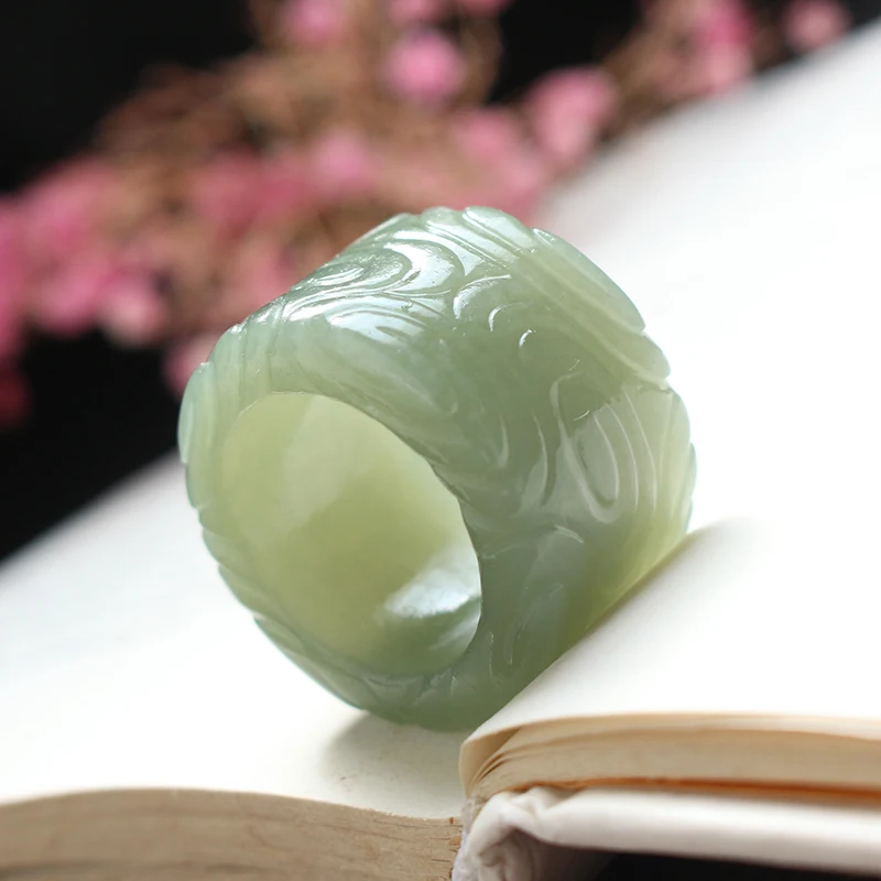 Кольцо из натурального белого нефрита hetian ручная работа скульптура