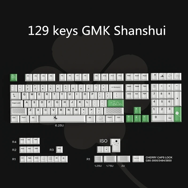

Колпачки для ключей GMK Shanshui, колпачки для ключей PBT, колпачки для ключей Subber, колпачки для ключей с вишневым профилем для Cherry G80 129 3000 3484 GH60 GK64 ...