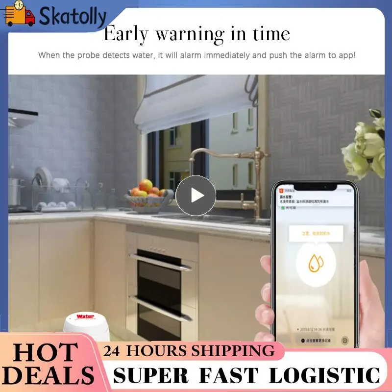 

Смарт-датчик утечки воды Tuya с Wi-Fi и дистанционным управлением