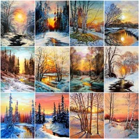 5d diy winter tree landscape diamond painting kits full round with ab drill mosaic embroidery art crafts christmas gift