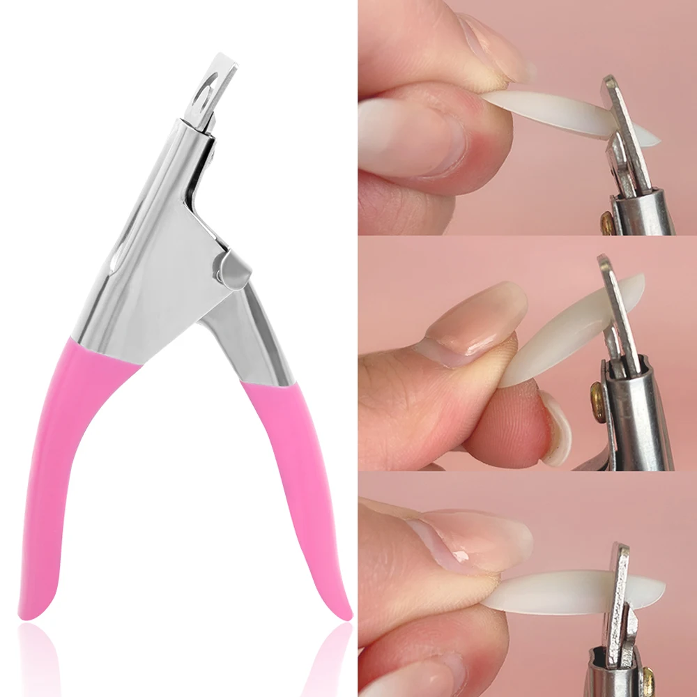 

1PC False Nail Clipper Manicure Clamp Clippers Special Type U Word Cut False Manicure Tools Cut Clipper Nail Manicure Tools Pink