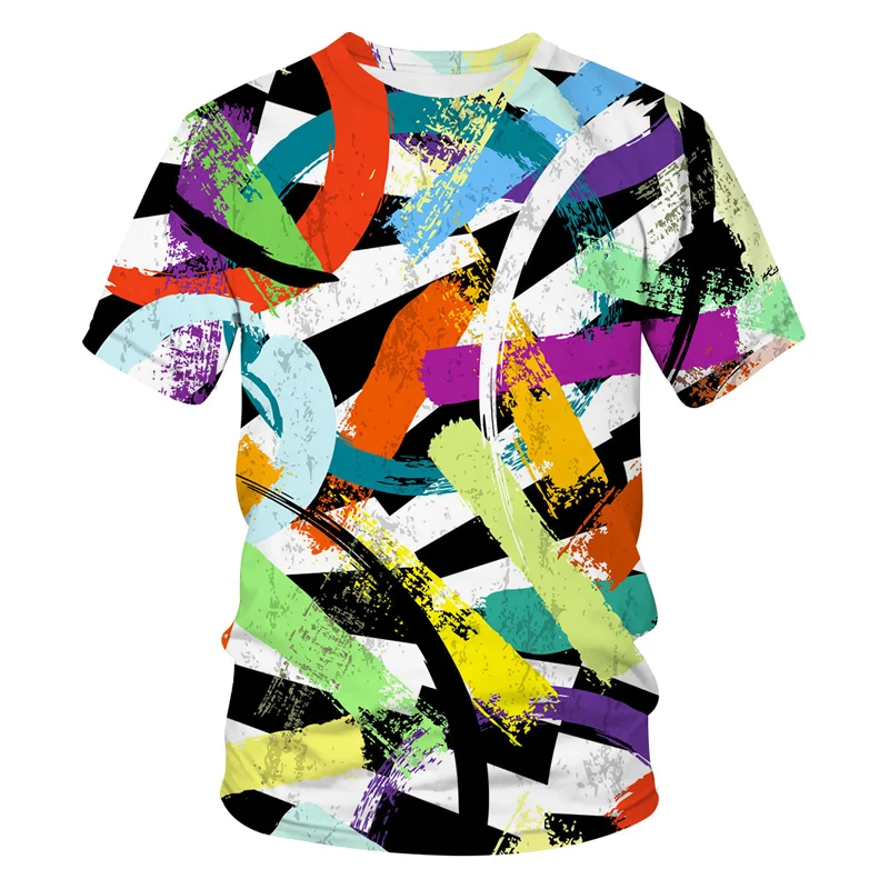 

Summer Oversized T-Shirt New Multiple Colour 3D Graphics Print Tops Men Women Graffiti abstract art pattern Fashion Streetwear