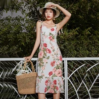 elegant sexy off shoulder floral print bodycon mermaid dresses women 2021 summer casual lace up slim ruffles long party dress