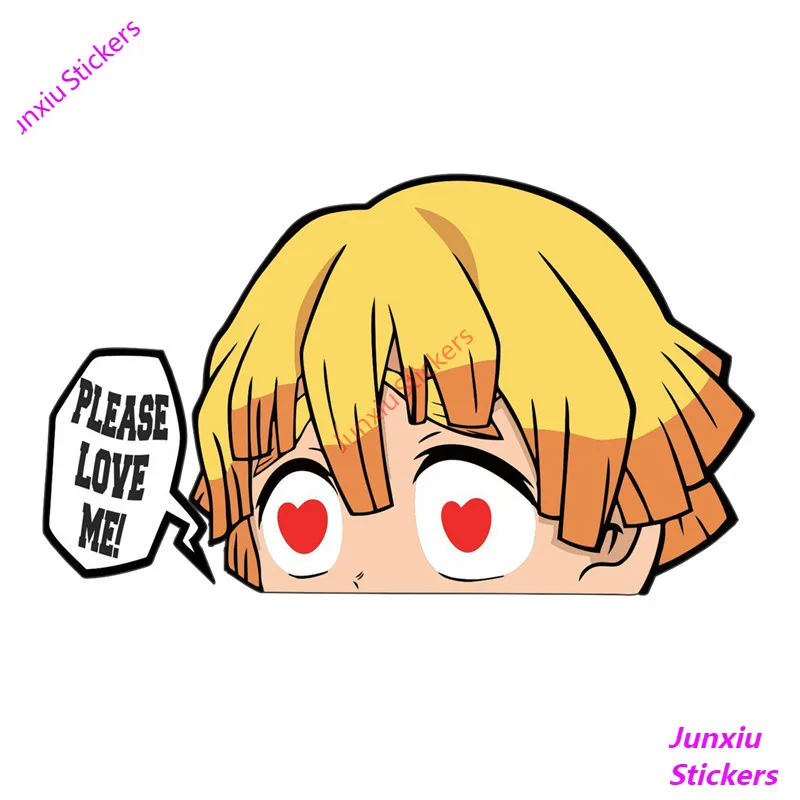 

Мультяшный ZENITSU AGATSUMA, пожалуйста, люблю меня! Виниловая наклейка на автомобиль, 13 см * 9 см