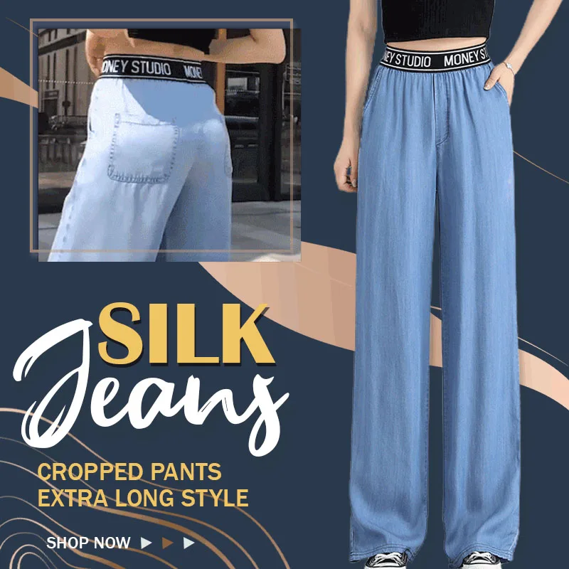 Silk Jeans Women's pants summer traf casual thin high waist Tencel Harajuku Women's pants drape loose and thin ice silk