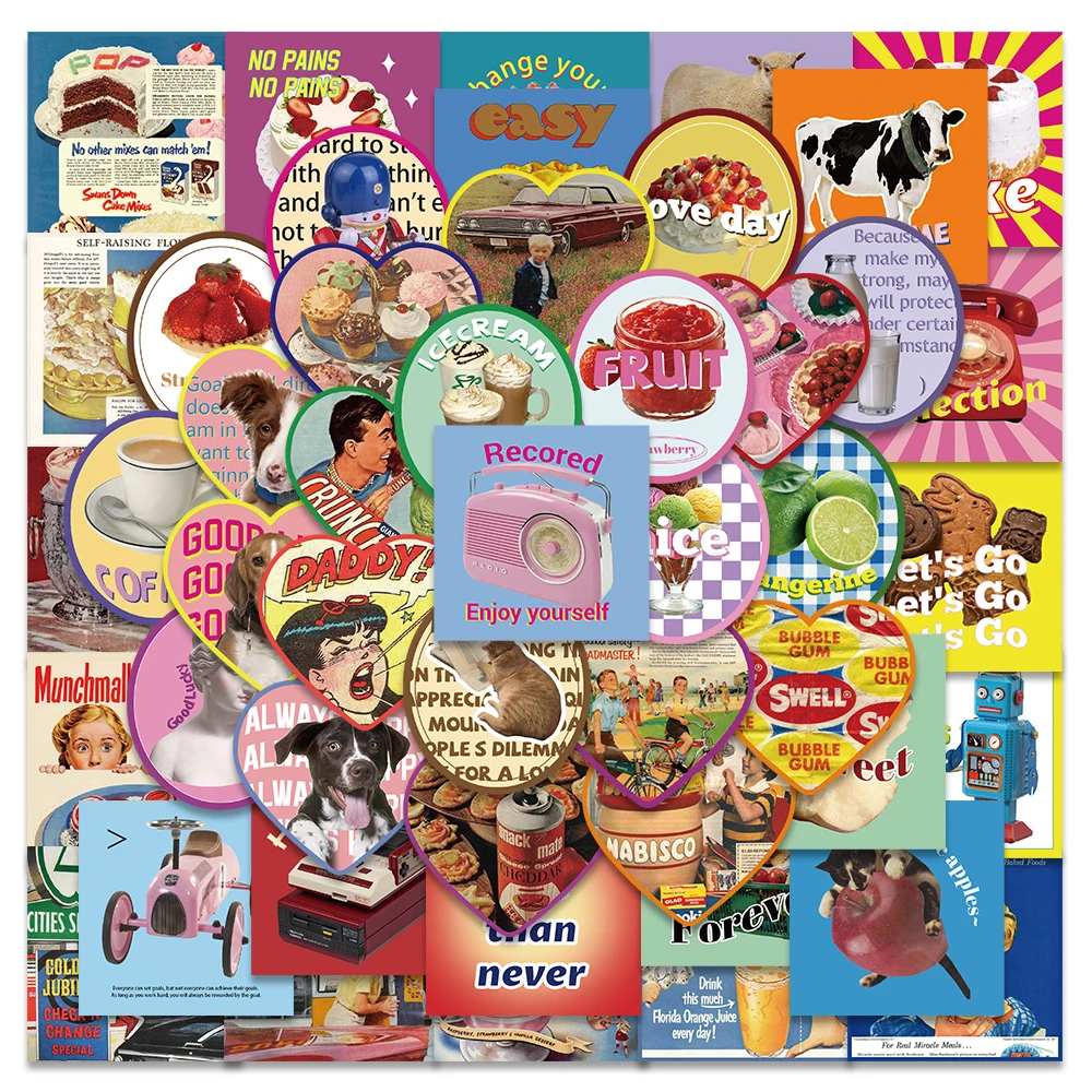 

10/50pcs Classic Retro American Style Aesthetic Art Stickers For Luggage Laptop Guitar Skateboard Waterproof Graffiti Car Decals