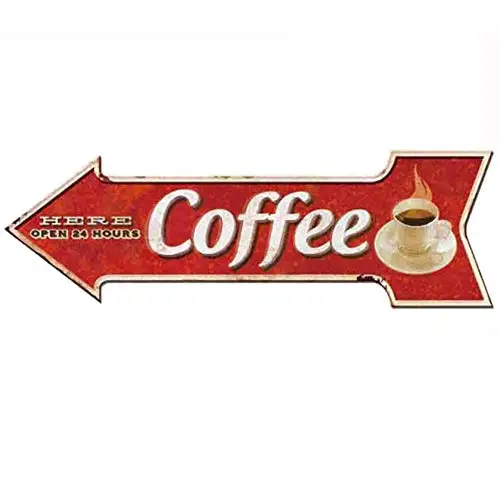 Кофейные знаки Kalynvi, металлические знаки со стрелками для украшения стен 4x16 дюймов