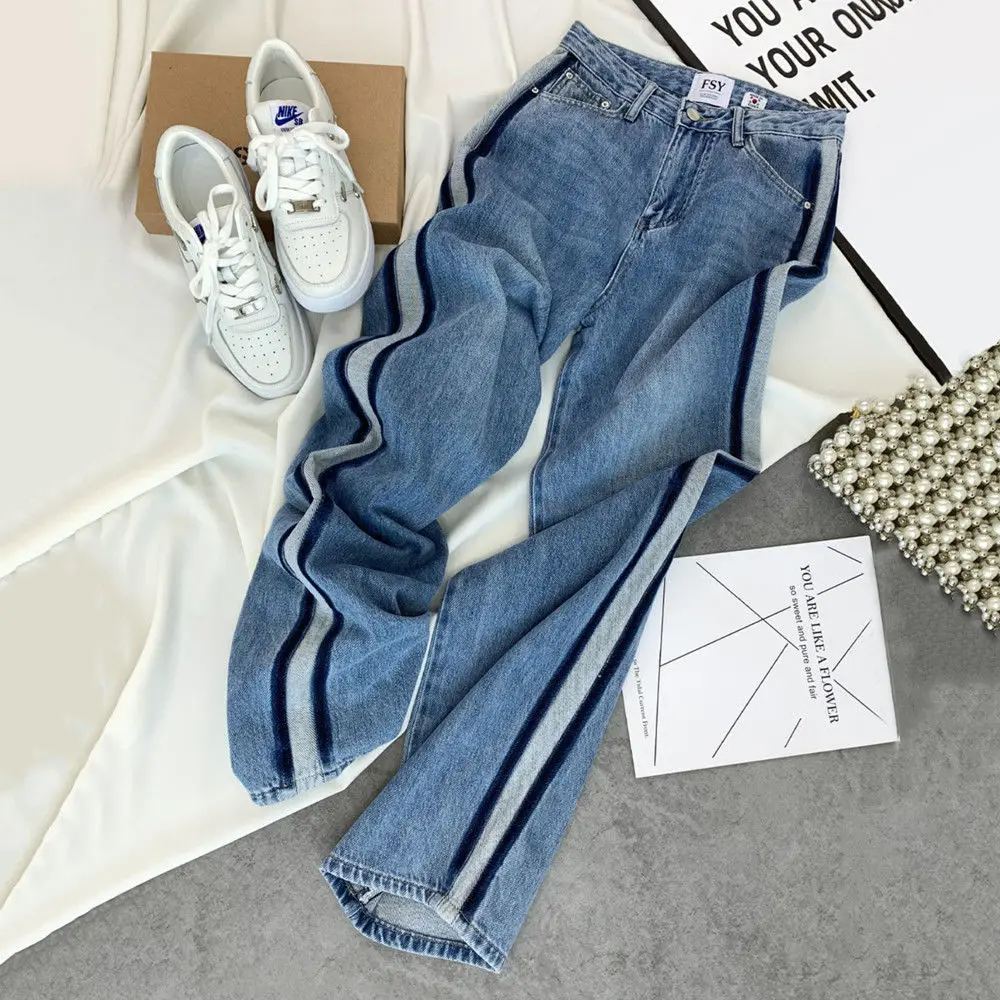

Vintage Streetwear Women Black Jeans Mom Denim Pants Fashion Long Trousers High Waist Wide Leg Jean Female Denim Straight Baggy