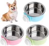 atuban dog bowl removable stainless steel hanging pet cage bowl food water feeder for cat puppy birds rats guinea pigs