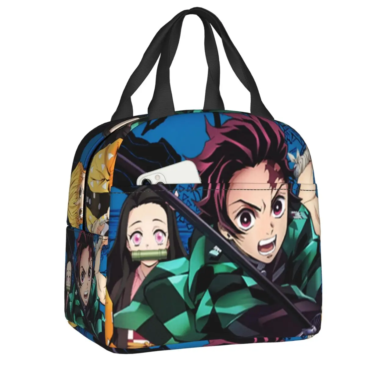 

Cool Demon Slayer Character Insulated Lunch Tote Bag for Women Kimetsu No Yaiba Thermal Cooler Bento Box Outdoor Camping Travel