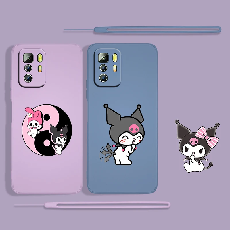 

Girl Sanrio Kulomi For Xiaomi Redmi Note 11 11S 10 10S 9 9S 9T 8 8T 7 5 Pro 4G 5G Liquid Rope Phone Case Cover Capa Shell Coque