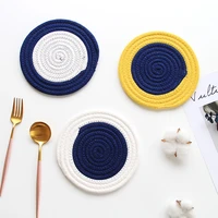 cotton string handmade placemats heat resistant coasters for coffee table simple style round shape absorbent insulation pads