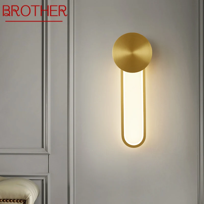 

Современная интерьерная латунная настенная лампа BROTHER, 3 цвета, комнатное медное бра золотого цвета для декора гостиной Luxuri