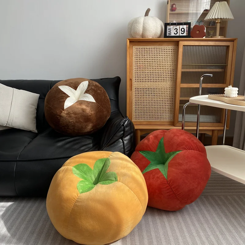 

Cute Simulation Mushroom Pillow Persimmon Tomato Cushion Kawaii Fruit Stuffed Doll Plush Toys For Child Home Decor Sofa Cushion