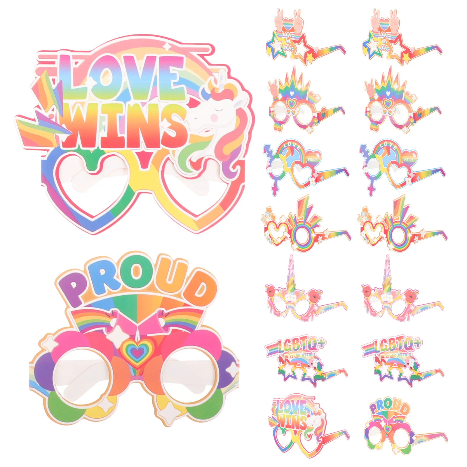 

16Pcs Photo Booth Props Funny Rainbow Glasses Props Party Photo Frames Party Glasses for Men Photo Booth Women