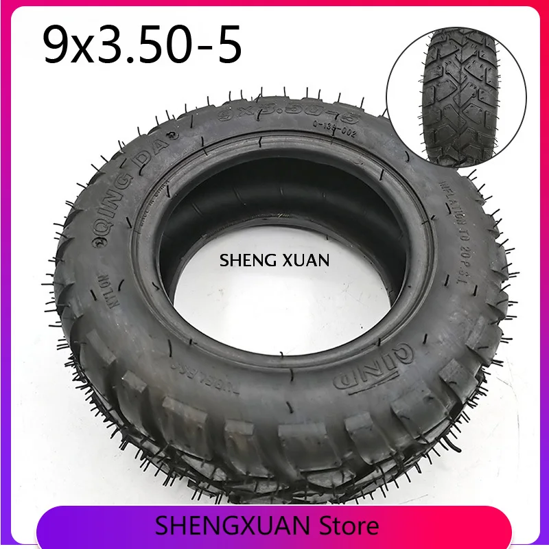 

9x3.50-5 Vacuum Tire Fits 9 Inch Electric Scooter Mountain Skateboard Snow Plow Tubeless Off-Road Tire
