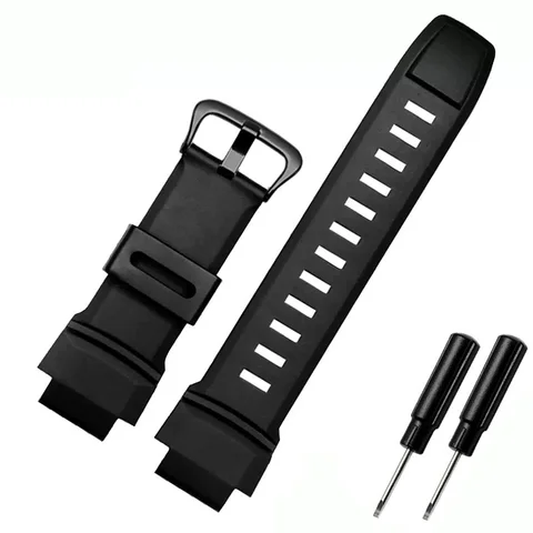Ремешок резиновый для Casio PROTREK PRG-260/270/550/250 PRW-3500/2500/5100, Черный Сменный силиконовый браслет для часов, 18 мм